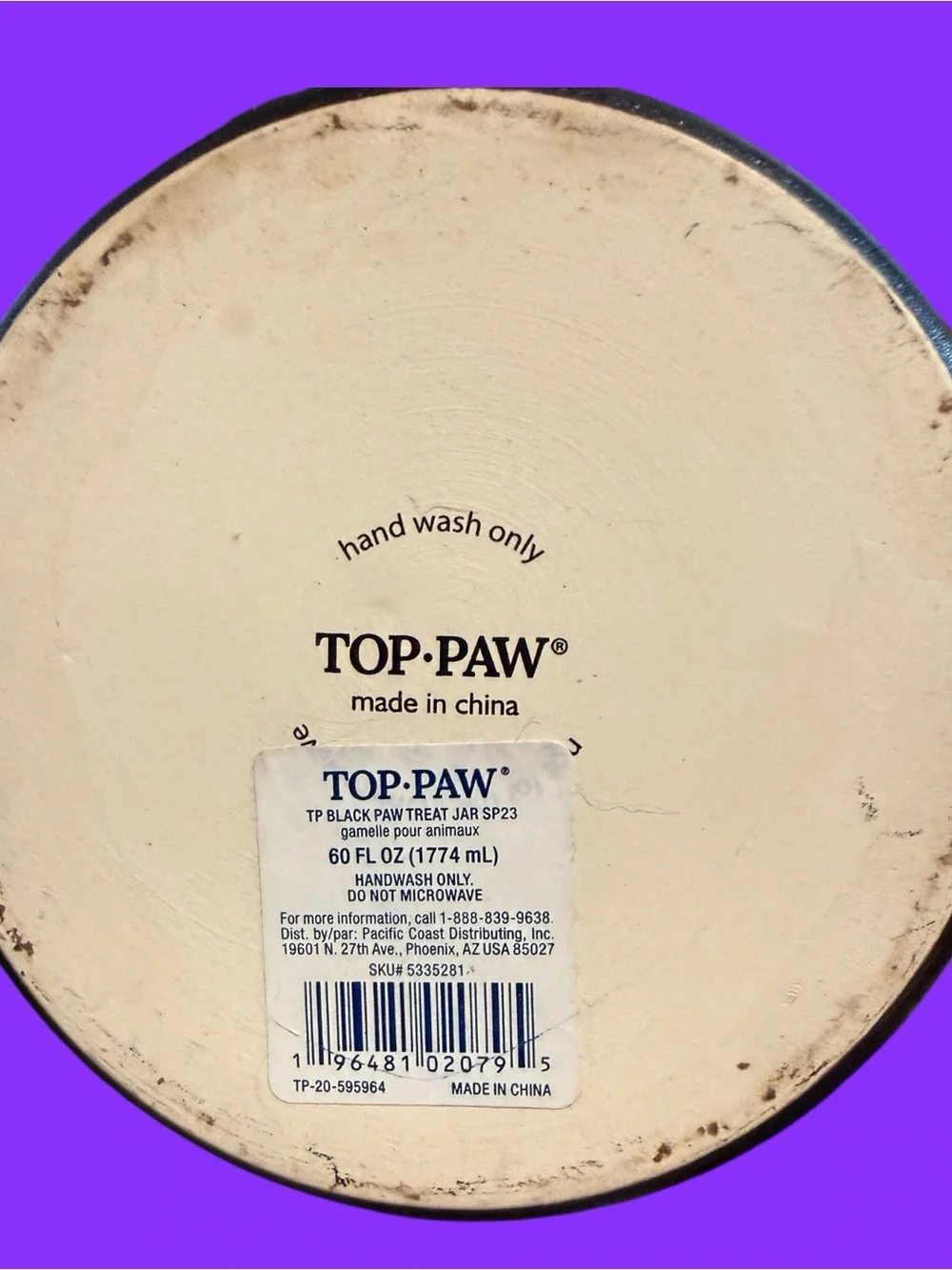 Top Paw Black Treat Jar with Gold Paw Accent
